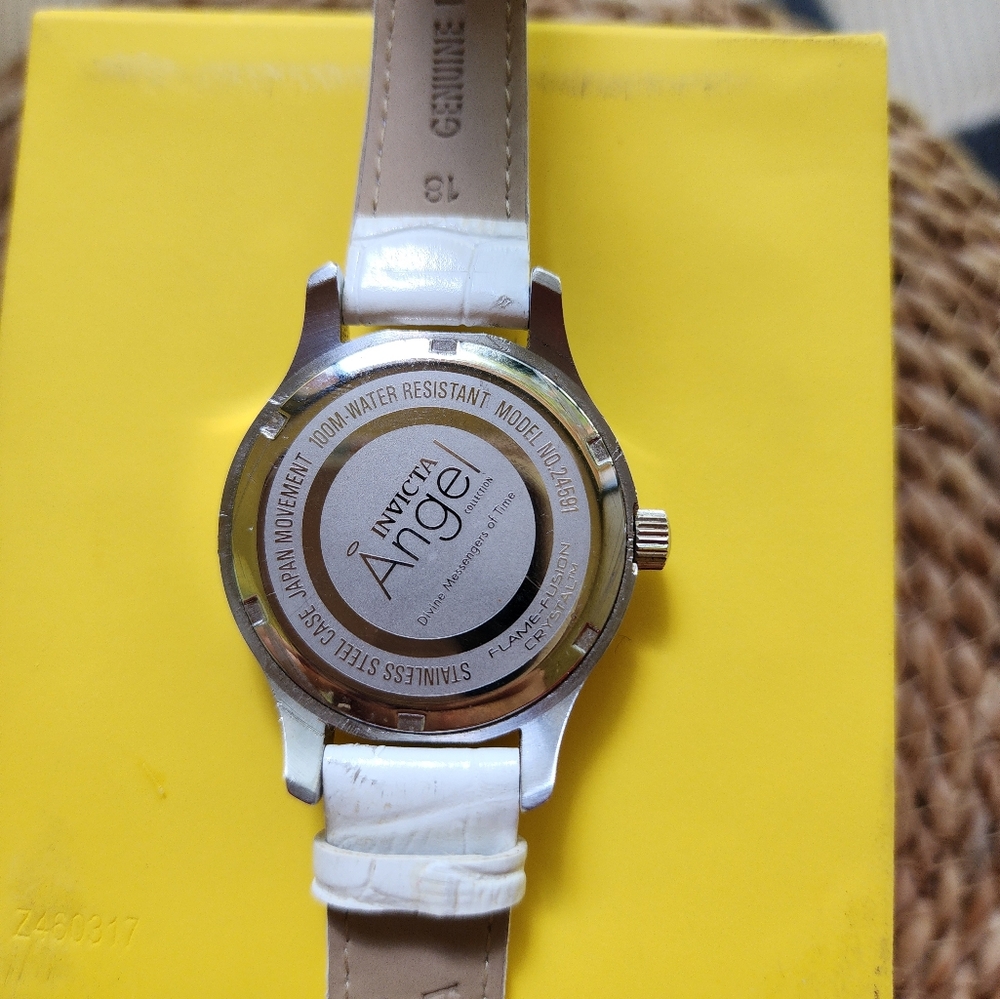 Invicta Angel White Leather Band Watch - Picture 9 of 12